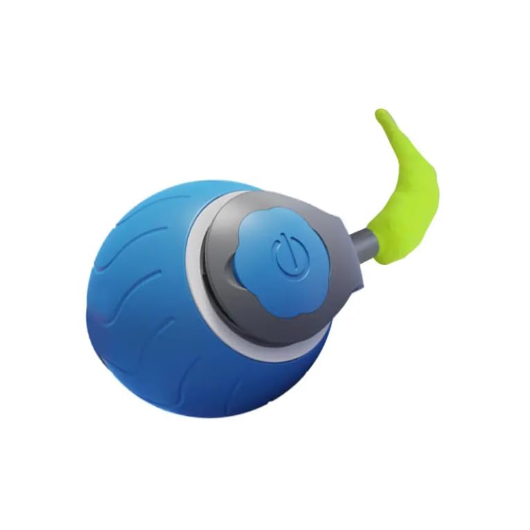 Interactive pet Toy Ball with Tail for Cats and Dogs USB Rechargeable Blue