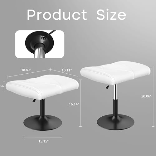 Image of VECELO Foot Rest Under Desk Ottoman, PU Height Adjustable Footrest with Comfort Padding, Leg Rest for Desk for Relieving Leg Pain, Stiffness, and etc, White