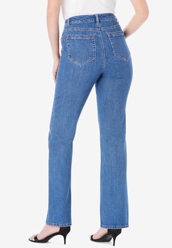 Roaman's Women's Plus Size Plus Size Invisible Stretch Two-Tone Embroidered Bootcut Jeans2