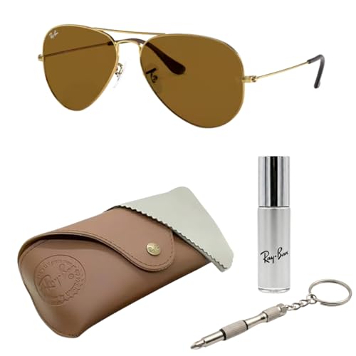 Image of Ray-Ban RB3025 AVIATOR CLASSIC Pilot Shaped Sunglasses for Men & Women with Official RAYBAN Eyewear Kit