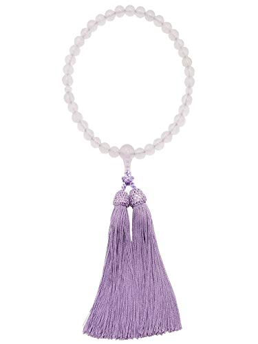 京都 土屋念珠店 女性用 片手 数珠 ラベンダーメノウ 正絹房 国産 手作り 桐箱入 -すべての宗派でご使用頂けます-