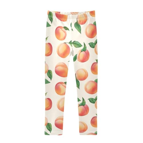 Wusikd Peaches Fruits Girls' Leggings Toddler Doodles Kids Yoga Pants Dance Active Tights 4T
