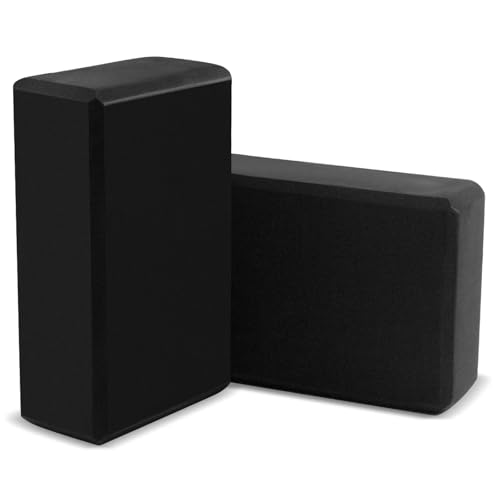 LxsNyvantic Bloque Yoga,Paquete de 2, tamaño grande: 23 x 15 x 7,5 cm, alta densidad, adecuado para yoga, pilates y fitness (negro)