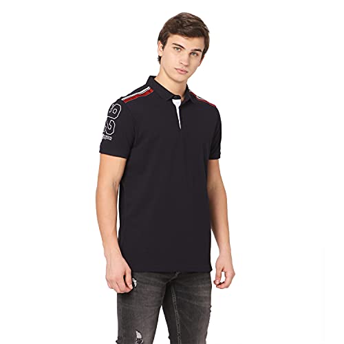 Image of Spykar Henley Neck Full Sleeve Orange Solid T-Shirt for Men