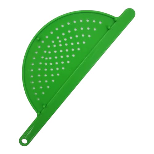 Handy Housewares Handheld Plastic Pot Drainer, Noodle & Pasta Strainer with Handle - Fits up to 9" Pots - Green