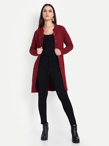 Image of HAUTEMODA Women's Wool Banded Collar Cardigan