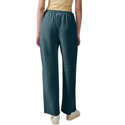midelxp Baggy Linen Pants Women Summer Boho Lightweight High Waist Palazzo Pants Loose Comfy Straight Leg Pants with Pockets3