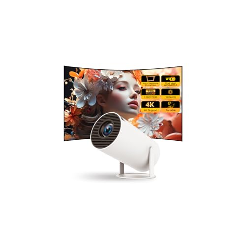 【 Android TV】 Smart Projector 270° Rotation Built in Bluetooth&WiFi 6, LYNCAST Auto Keystone Portable Projector 4K Support Mini Projector HY300pro Projector for Phone/TV Stick/HDMI/PS5/IOS
