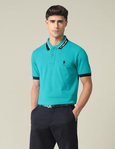 Image of U.S. POLO ASSN. Solid Slim Fit Polo T Shirts for Men - 100% Cotton, Half Sleeves Mens Tshirt