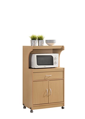 HODEDAH IMPORT Microwave Kitchen Cart, Beech.