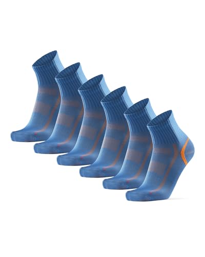 DANISH ENDURANCE Quarter Sportsocken (EU 39-42, Blau/Orange - 3 Paare)