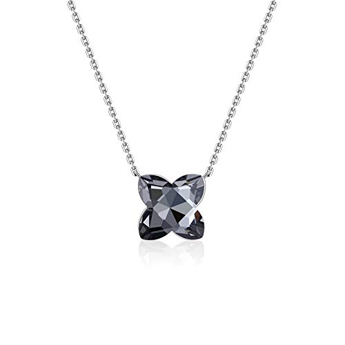 Collier en cristal pour femmes en argent sterling avec chaîne élégante à quatre feuilles