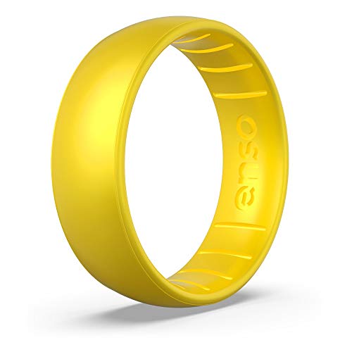 Enso Rings Classic Birthstone Silicone Ring – Unisex Wedding Engagement Band – Comfortable Breathable Band – 6.6mm Wide, 1.75mm Thick (Yellow Topaz, 11)
