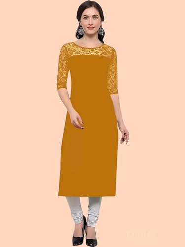 Image of Women's Crepe A-line Straight Kurtis, Plain Casual Wear Kurtis