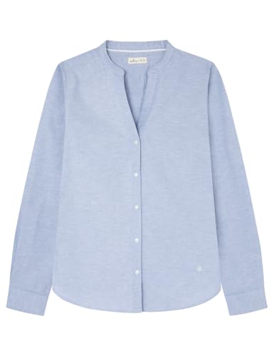 Springfield Camisa Oxford De Algodón Y Spandex con Cuello Mao, Azul Horizonte, 34 para Mujer