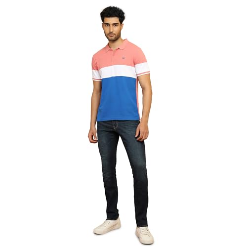 Image of Wrangler Men's Color Block Pink Collared Neck T-Shirt