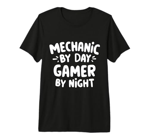 Mecánico de día Jugador de Noche Auto Repair Car Gaming Humor Camiseta Premium