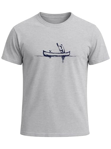 Neverless® Herren T-Shirt Bär Familie Kanu Outdoor Fashion Streetstyle Grau L