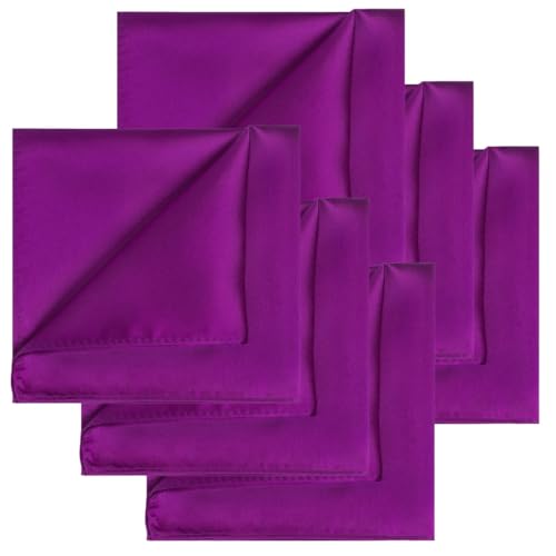 Image of KissTies 6PCS Satin Pocket Square Plain Color Handkerchief Gift Set