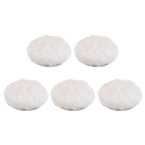 Image of HARFINGTON 5pcs Wool Buffing Pads, 5 inch Wool Polishing Pad Soft Buffing Pads Polishing Wheel with Hook and Loop Polishing, Buffing and Cutting for Car, Furniture