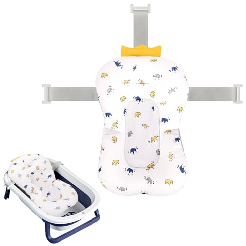 Image of Colorlife Baby Bath Seat Support Net Infant Bathing Seat Support Mat, Adjustable Comfortable Non-Slip Three-Pointed Baby Shower Net Bathtub Sit Up Mesh for Newborn 0-12 Months-Crown(No Bathtub)