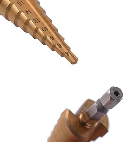 Brocas for metal, broca escalonada ranurada en espiral, 3 piezas Brocas escalonadas de titanio y acero Hss 3-12 mm 4-12 mm 4-20 mm Herramientas de corte de cono escalonado Acero Carpintería Madera Met