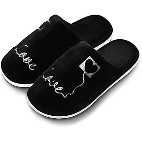 Women Slippers Winter Slippers Slippers Hairy Woman Plush Home Fashion Non-slip Winter Sandals Slippers Woman with Elastic Insole Shoes Home Fur D21718-D21721-D21754, C Black, 4 UK Cover