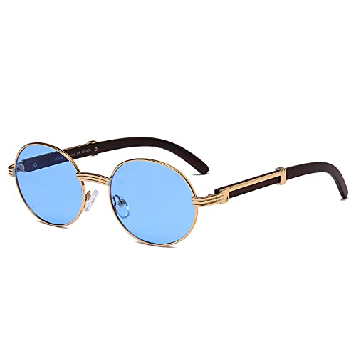 Fashion Small Round Sunglasses Men Luxury Transparent Clear Candy Color Lens Women Oval Wood Punk Glasses