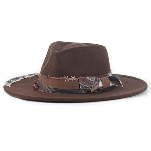 Sombrero Fedora Brim Retro Western Unisex Camel miniatura 1