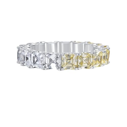 Alliance de fiançailles Asscher argent 925 cadeau idéal oxyde de zircone pour maman et femme