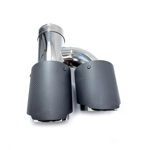 Punta de escape forma H doble salida de acero inoxidable y carbono mate 2 Uds 5