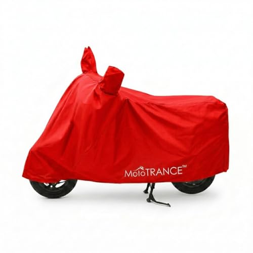 Image of Mototrance All Weather Protection Two Wheeler Cover for All Bikes /Royal Enfiled /Upto Pulsar 160CC to 350CC | Anti Dust, Water Resistant, Heat Resistant, UV Proof with Mirror Pocket | Solid Red