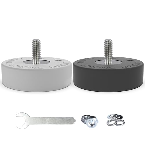 Image of Magnetpro Paired Super Strong Rubber Coated Mounting Magnets Anti-Scratch Anti Corrosion, Magnetic Base Over 80LB Heavy Duty Size 2 inch *0.6 inch with 1 /4 inch-20 Male Thread and Nut for Furniture, PTZ, Camera