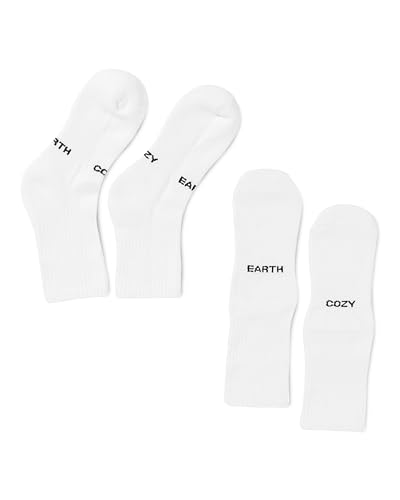 Cozy Earth Essential Calf Socks for Women and Men – Soft Mercerized Cotton Crew Socks 2-Pack Set – Heel & Arch Support