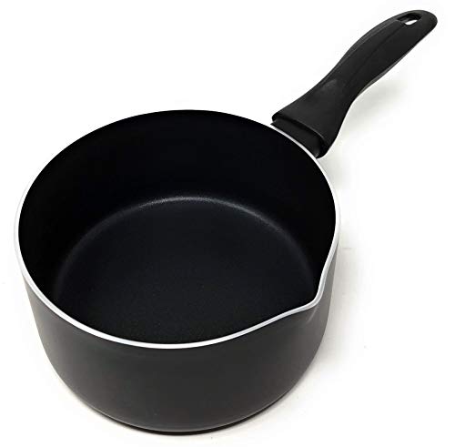 LS Kithcen - Casserole de Cuisine Professionnel - Casserole à Lait avec Bec Verseur - Aluminium - Revêtement Antiadhésif - Ø 16 cm - Capacité 1L Cover