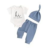 Ayalinggo リトルブラザー 新生児 アウトフィット ベビー ボーイ リル ブロTシャツ ロンパース ロングパンツ セット 帽子 幼児 小さな夏服, ブルー, 0-3 Months