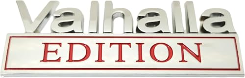 Image of 2pcs Valhalla Edition Metal Car Truck Bumper Emblem 3D Badge Sticker Decal (Silver Red)