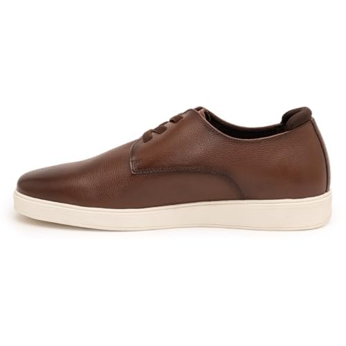 Image of Thomas Crick Luxurious Genuine Leather Sneakers with Dual-Tone Finish and Ortho Footbed