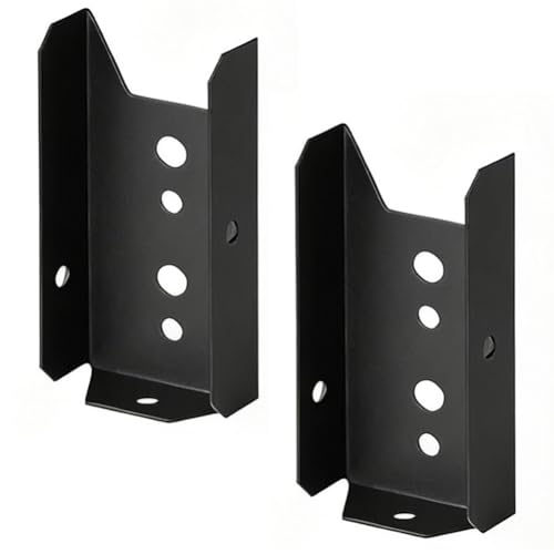 Gettimore Zaunhalterungen für Holzschienen, Deck, Geländer, 1,2 mm dicker Stahl, schwarze Metall-Pavillon-Teile und Outdoor-Gartenstruktur-Zubehör, 2 Stück