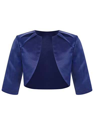 Sholeno Little Girls 3/4 Sleeve Satin Shawl Cardigan Open Front Elegant Party Shrug Wedding Party Cape