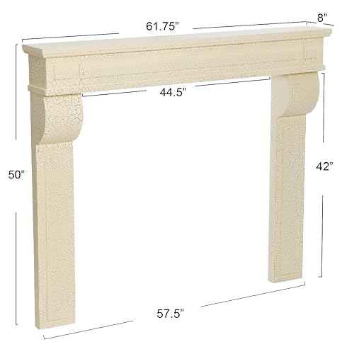 Image of Creative Co-Op Lodge Decorative Fireplace Mantel, Distressed Cream