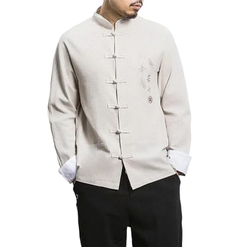 Hanfu chinois rétro d'exception en lin pur avec finitions chemise Tang