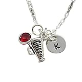 Cheer Megaphone Necklace - Cheerleading Jewelry - Cheer Gifts - Personalized Team Color & Initial - Fast Shipping