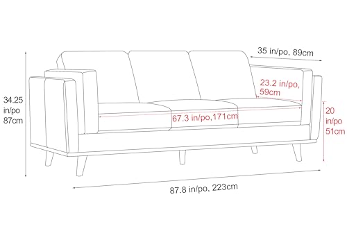 Image of Valencia Artisan Full Leather Sofa 88 inch - Pure Full Italian Nappa Leather Couch, Solid Wood Accent, Ultimate Comfort, Modern Grey