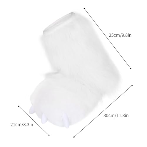 Animal Fuzzy Slippers Bear Cat Wolf Fox Feet Paw Fursuit Claw Shoes Furry Boots Cosplay Indoor for Adult3