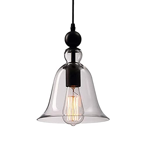Plafonnier éclairage suspendu rétro avec lampe en verre E27 et hauteur réglable