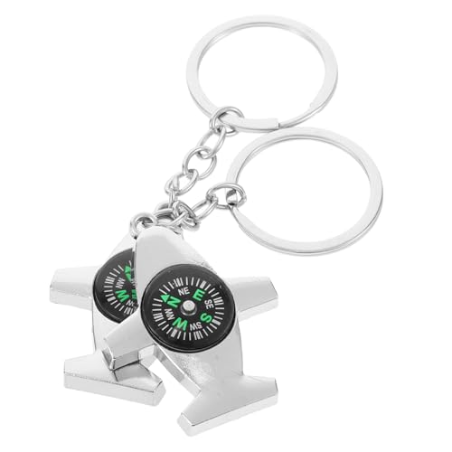 Beavorty 2 piezas mini brújula con llavero avión miniatura 1