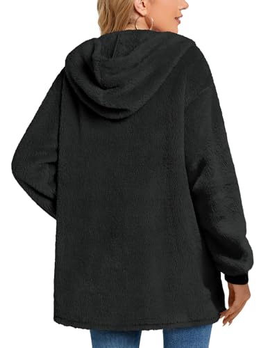 Bestbee Warm Fleece Jackets for Women, Fuzzy Hooded Casual Coats Lidies 2025 Cardigan Sweaters Outerwear with Pockets4