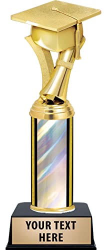 Crown Awards Graduation Cap & Scroll Trophy, 11" Silver Graduation Cap & Scroll Trophy Award with Free Engraving Included Prime