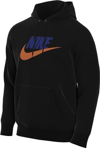 Nike Club Fleece Men's Pullover Hoodie (FN3104-010, Black/Black/Safety Orange) Size Medium4
